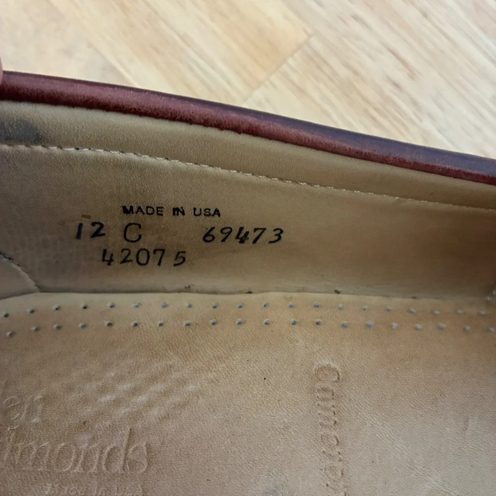 Allen Edmonds Cameron Loafers Mens 12 C Burgundy Leather Penny Moc Toe USA 42075